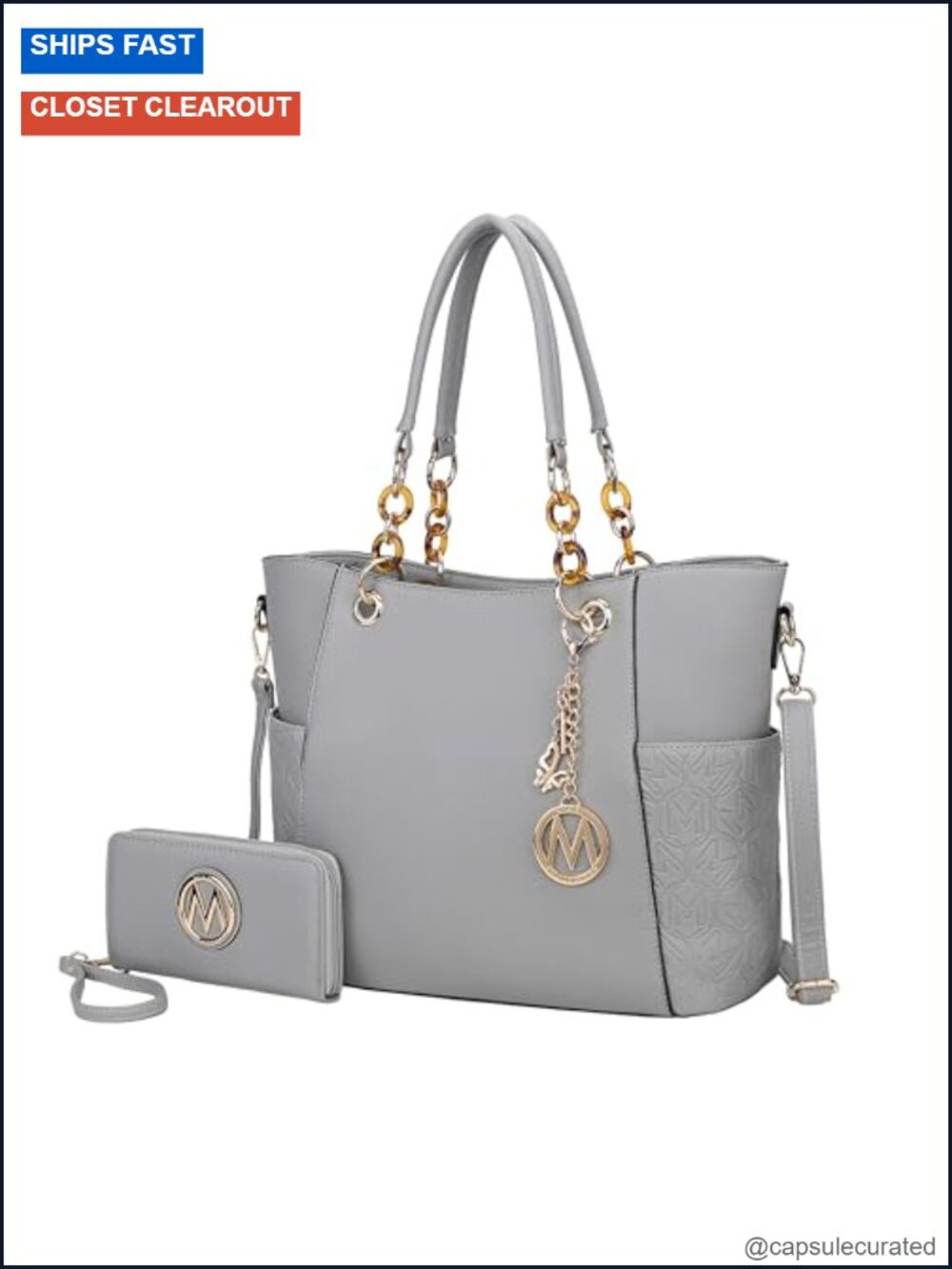 Vegan Leather Tote Bag with Wallet, Top-Handle Satchel Purse, Work & Weekend Bag